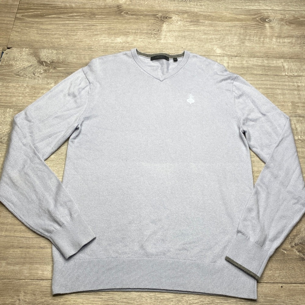 Greyson Ohoopee Match Club Merino Wool Blend Sweater Men's S V-Neck Onion Logo